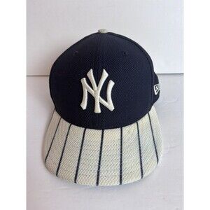 New York Yankees Hat Cap 7 1/2 Blue Pin Stripe New Era 59 Fifty MLB Alternate